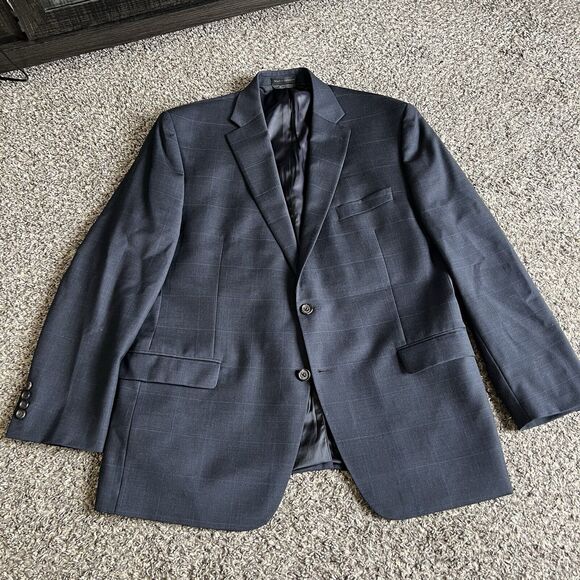 Ralph Lauren Men 44R Blazer Sport Coat Wool Navy Blue 2 Button Jacket Check READ - Picture 6 of 8